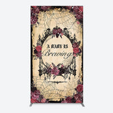 Aperturee - Aperturee Floral Spider Halloween Baby Shower Rectangle Backdrop